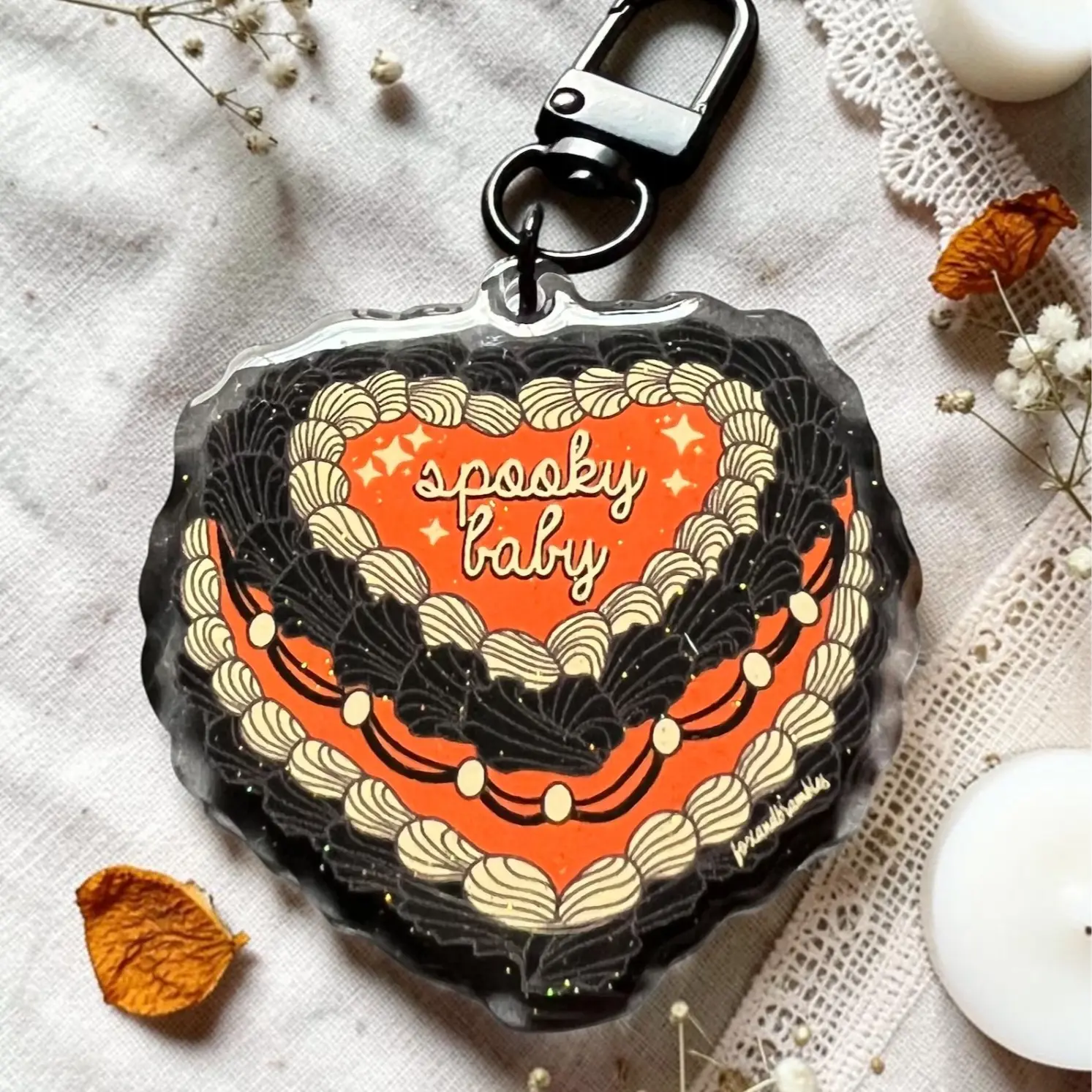 Halloween Spooky Baby Cake Acrylic Keychain, Cute Kawaii Keychain Charm, Halloween Backpack Bag Charm Gift