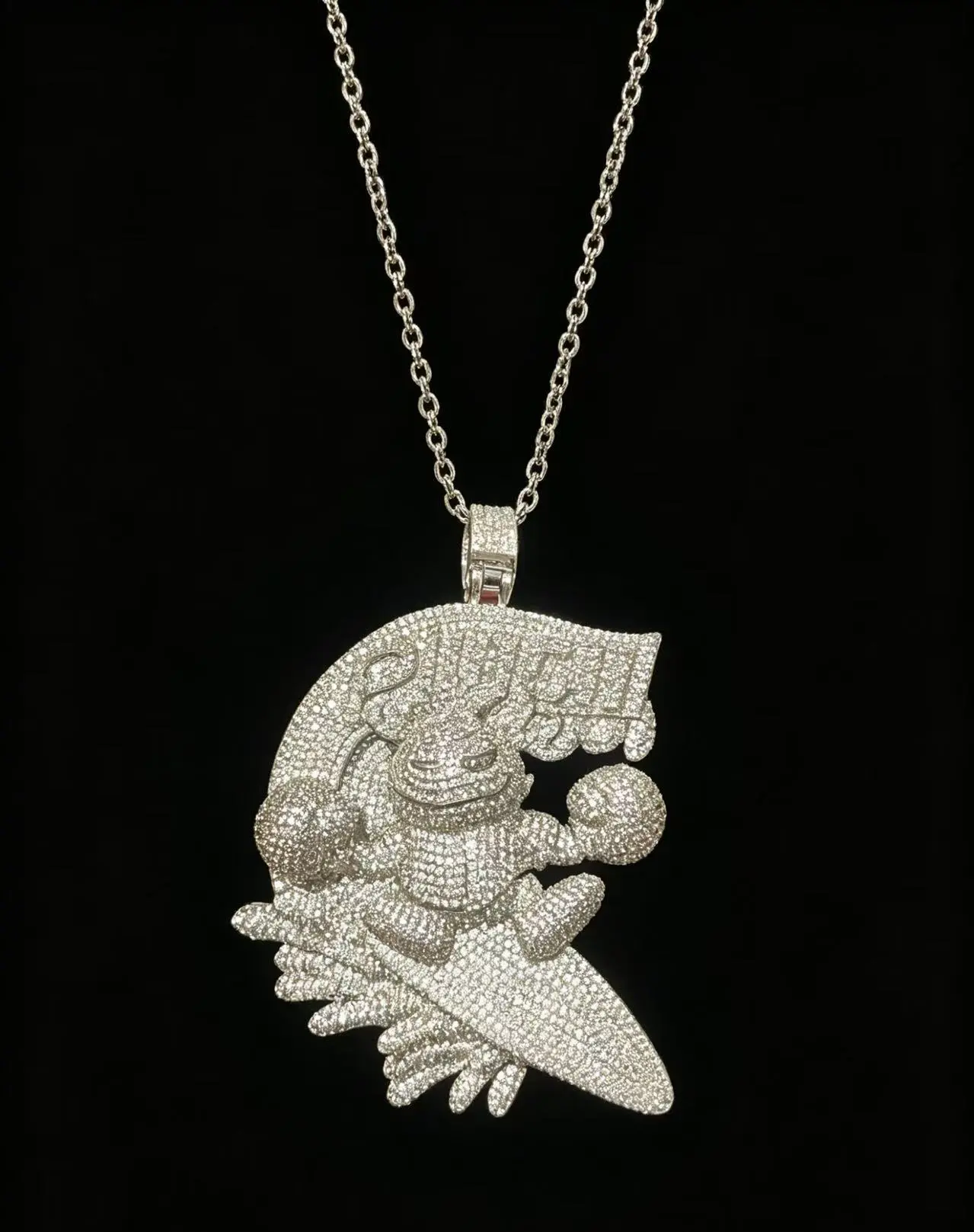 M2-8131 Surfing Cartoon Boxer Bling Pendant Necklace - Bold Street Style Hip Hop Statement Piece for Hustlers