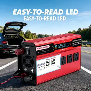 Solar Power Inverter 5000W Peak, 12V/24V DC to 110V/220V AC Converter with Outlets, LCD Monitor for Truck, Van, Road Trips & Emergency Power