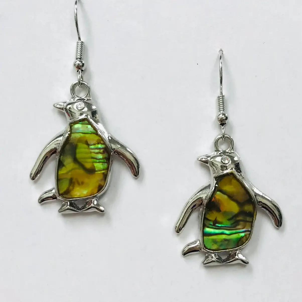 Paua She'll Penguin Earrings - Unique Design