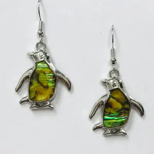 Paua She'll Penguin Earrings - Unique Design