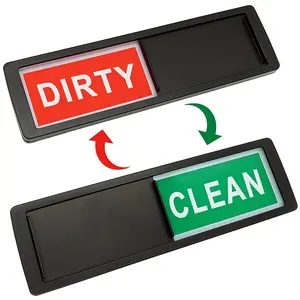 LMMAKE Dishwasher Magnet Clean Dirty Sign Silver Finish Round Shape Non-Scratching Strong Magnet Indicator Red Dirty Green Clean Kitchen Decor Gift with Two Round Double-Sided Adhesives Magnetic Superior Quality - Sticker