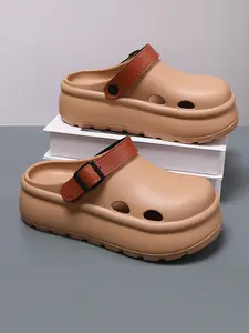 Chunky Platform Clogs for Women, Ultra-Soft Cushioned Slides, Adjustable Strap, Non-Slip Sole, Casual Shoes for Summer, Beach, Daily Wear