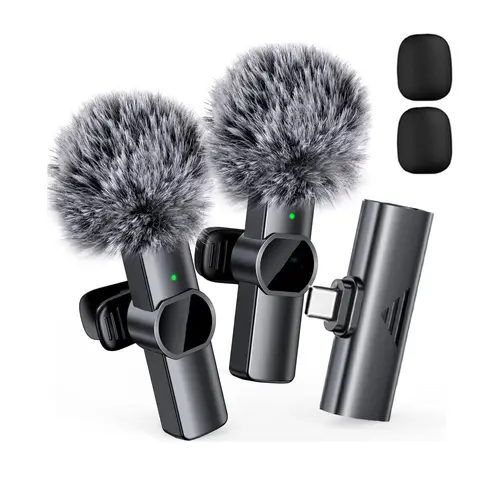 HITOZON Cordless 2.4GHz Wireless Lapel Microphone - 40dB Sensitivity Omnidirectional Condenser, Noise Reduction, Smartphone/Digital Camera-Ready, Plug-and-Play for Lightning/PC & Laptop, ABS Podcast Tool with Windsock & Cover, Manufacturer Warranty, Inclu
