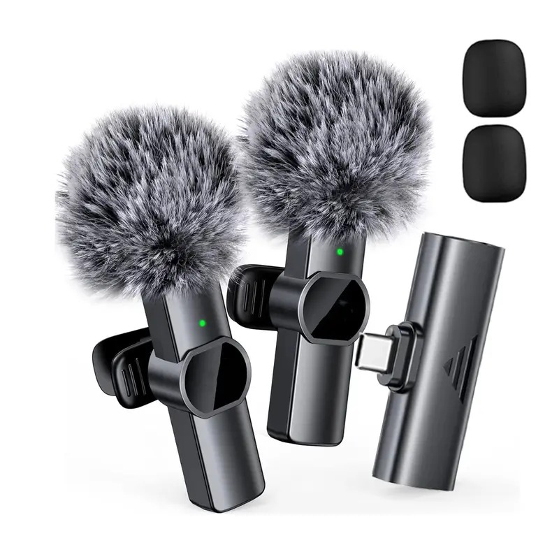 HITOZON Cordless 2.4GHz Wireless Lapel Microphone - 40dB Sensitivity Omnidirectional Condenser, Noise Reduction, Smartphone/Digital Camera-Ready, Plug-and-Play for Lightning/PC & Laptop, ABS Podcast Tool with Windsock & Cover, Manufacturer Warranty, Inclu