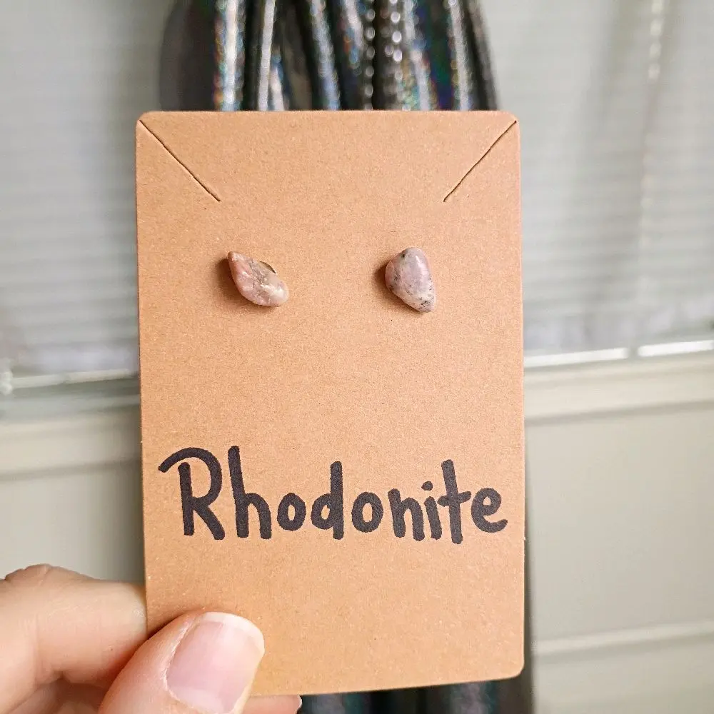 Rhodonite Crystal Stud Earrings