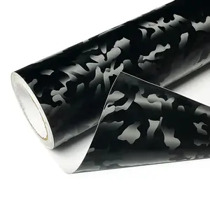 Premium Ghost Black Stealth Camouflage Car Vinyl Wrap Film With Air Release Self Adhesive DIY Motorcycle Decoration Sticker