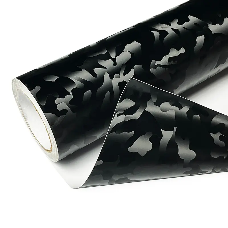Premium Ghost Black Stealth Camouflage Car Vinyl Wrap Film Car Wraps With Air Release Self Adhesive Car Decals DIY Motorcycle Decoration Sticker
