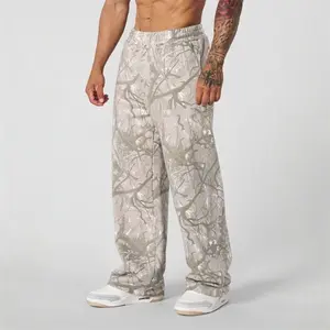 Men's Camouflage loose Sports Pants plaid Sports Pants S-4XL Hip Hop Workout Casual Pants Leopard Print Work Pants Fit Straight white camo
