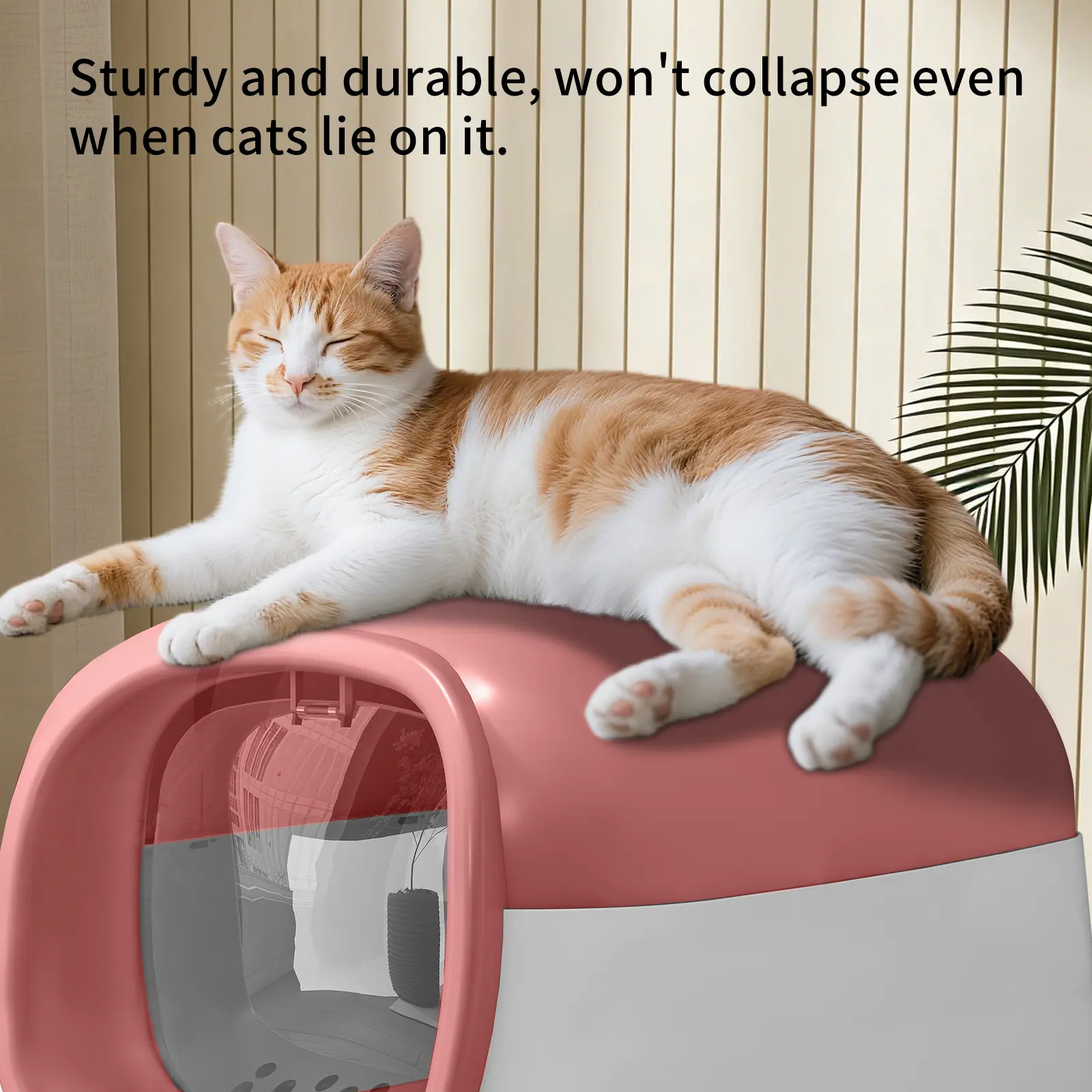 Fully Enclosed Hooded Cat Litter Box with Anti-Tracking Filter Pedal, Odor Control, 180-Degree Flip-Open for Easy Cleaning, Sturdy Durable Build, Free Litter Scoop for Indoor Cats