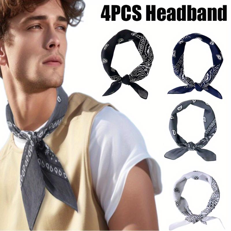 4pcs Polyester material Ethnic style Bandanas - 21.25" Square Headbands, Soft & Durable, Pattern delicate, Perfect for Parties, Denim Style Ties, and Versatile Outfits, Outfit Enhancer | Vintage Inspired