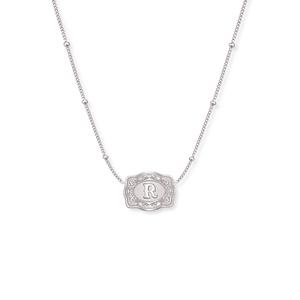 SpurWest Ultra Mini Belt Buckle Necklace (Initial) - Silver