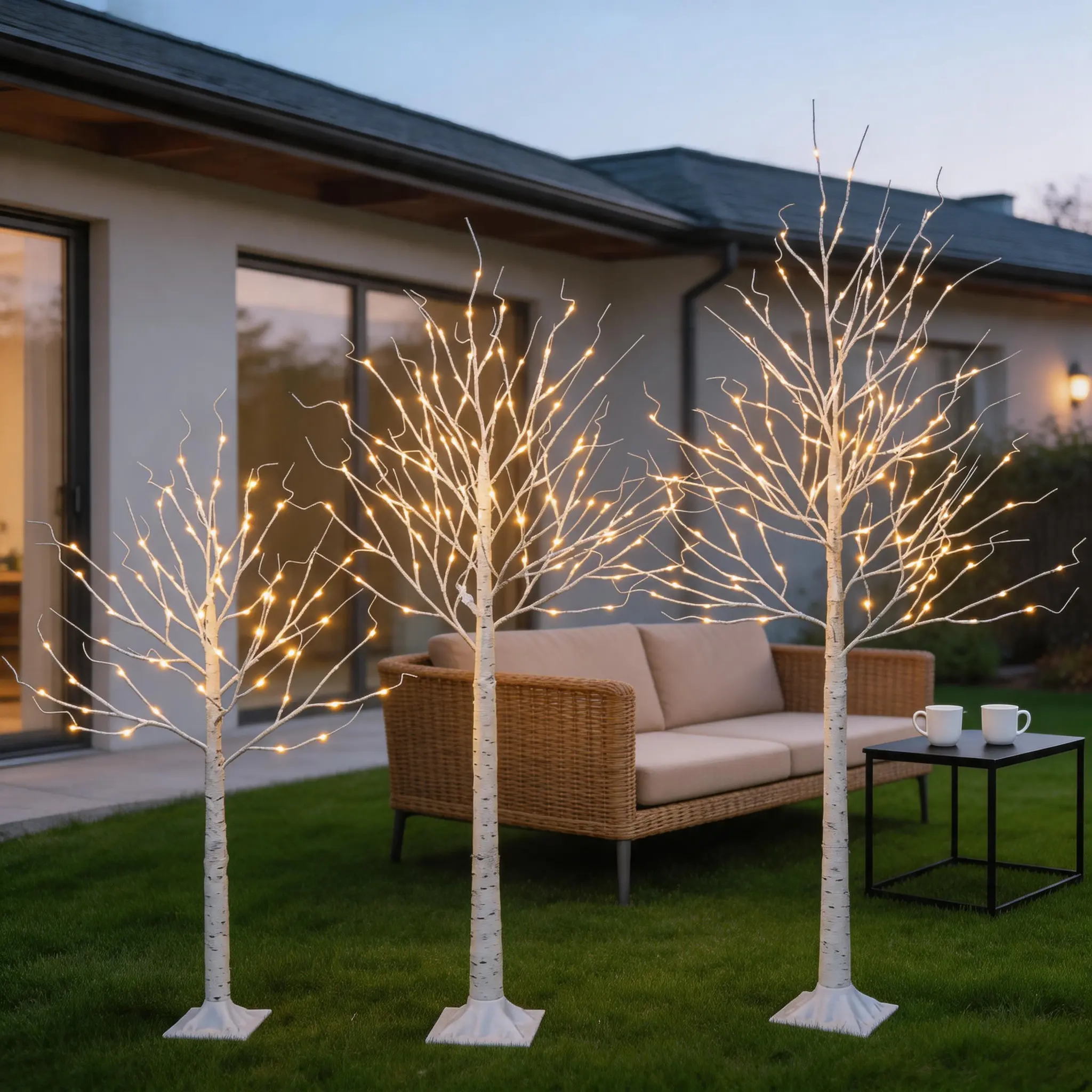 47/59/71-inch LED Warm Yellow Birch Tree Lights, USB-Powered, Indoor/Outdoor Use, Home Ambiance Lighting, Hanging Decorations for Family Birthdays, Parties, Festivals, Anniversaries, Independence Day, Halloween, and Other Holiday Decorations