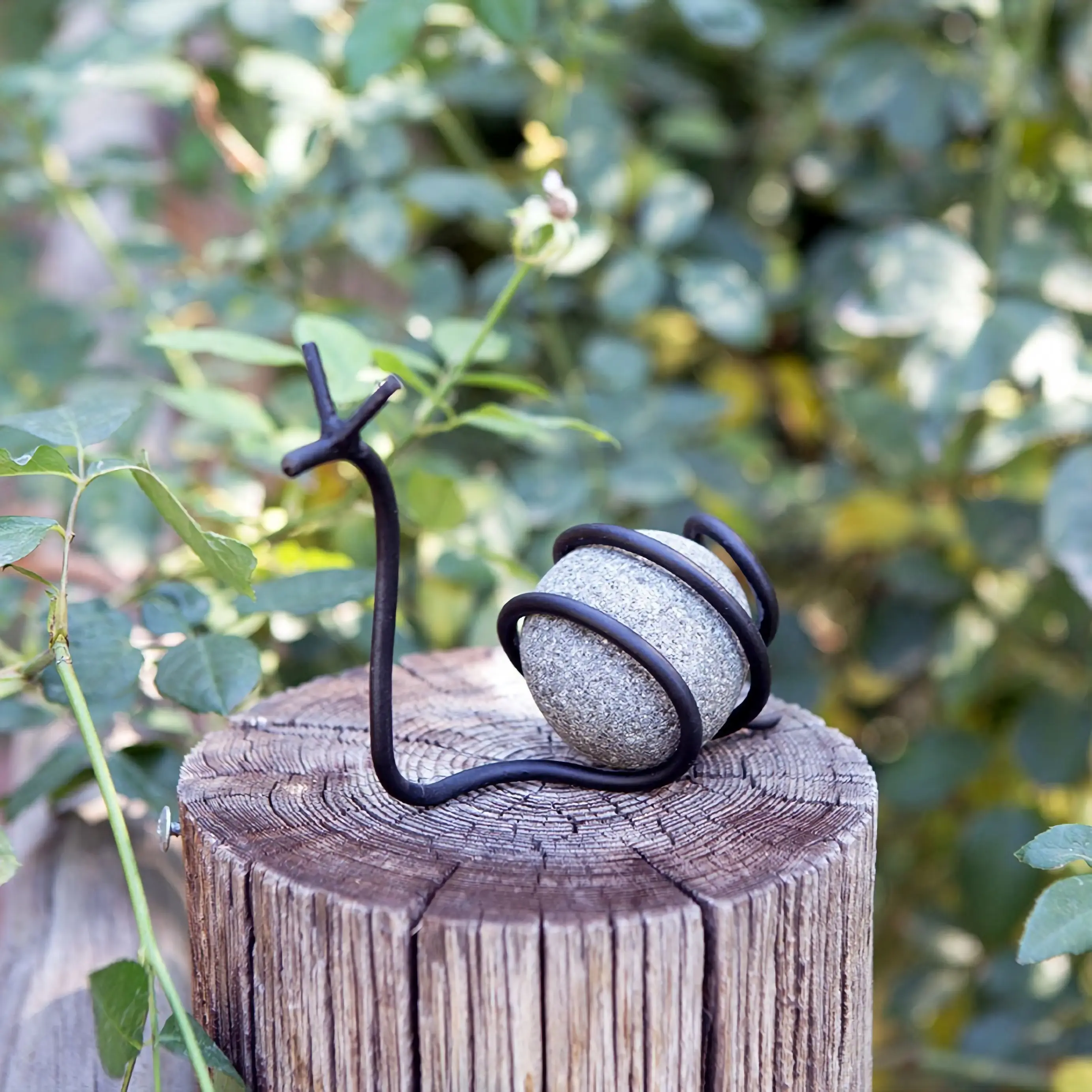 Cute Javanese Pebble Snail - Hand Carved Garden Sculpture