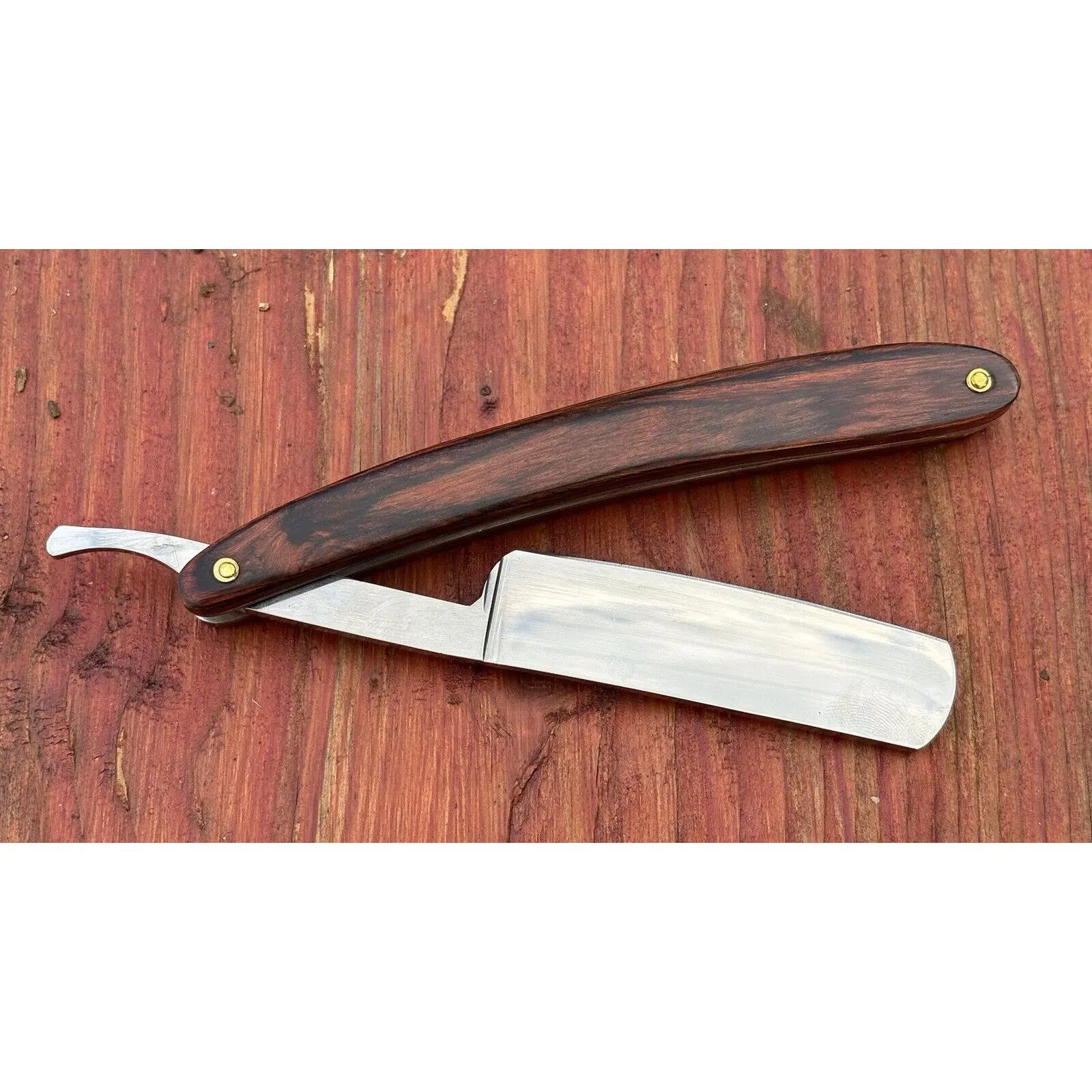 OG Vintage Shaving Straight Razor Chrome Mirror Finish Wood Handle Sharp Classic
