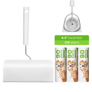 VEVOR Sticky Lint Roller, 3 Pack Large Pet Hair Rollers Remover Set, 270 Sheets Extra Sticky Lint Roller with Upgraded Handle, Portable Cat and Dog Hair Remover for Carpet, Couch, Clothing and Beddin