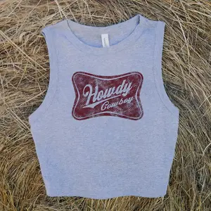 Howdy Cowboy Top, Miller Highlife Tanktop, Miller Beer Crop Top Tee, Summer Outfits, country concert outfits, Miller Beer Shirt For Women 1