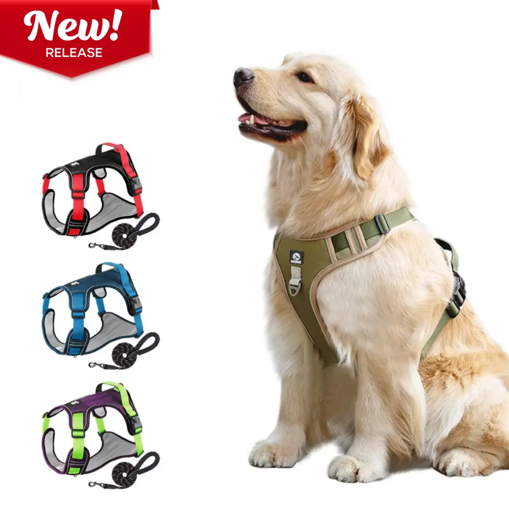 No Pull Adjustable Vest Style Dog Harness For Large Dogs, Durable Oxford Cloth With Top Easy Control Handle, Reflective Strips Night Safe Design, Soft Padded Comfort Anti-Choke Outdoor Walking Training Gear For German Shepherd Labrador Big Breeds