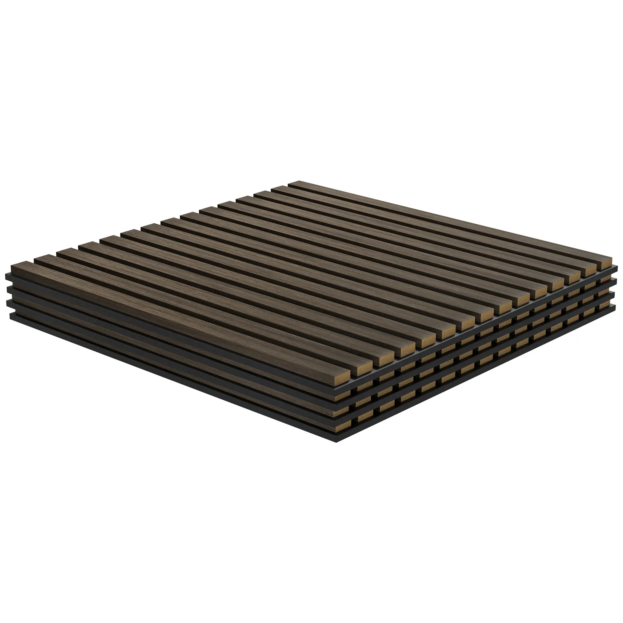 4-Pack Brown Wood Acoustic Wall Panels, 24"x24" Sound-Absorbing Slat Panels for Home Wall Decor, Ideal for Living Rooms, Home Theaters