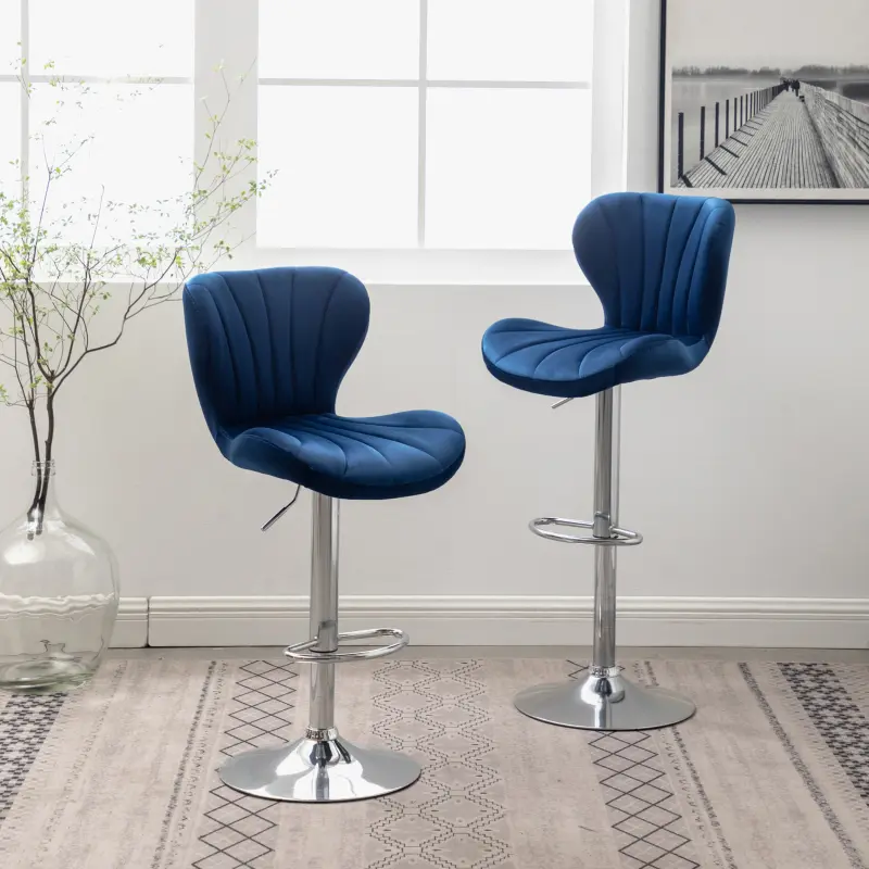 Ellston Upholstered Adjustable Swivel Barstools Main Color:( Blue/Green/Gray/Pink/Red/Yellow), Set of 2