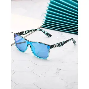 Unisex Simple Style Square Frame Sunglasses, Colorful Sunglasses, Trendy Casual Reflective Sunglasses for Everyday Use, Fashion Accessories for Outdoor Activities, Stylish Glasses, Lightweight Durable Sunglasses