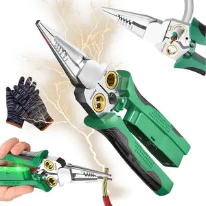 8 in 1 Wire Stripper with  Tester, Electric Pliers, 2025  Upgrade Multi-function Electric Wire Stripping Tool for  and Pulling Pliers, Electrician Repair Tool (Green)