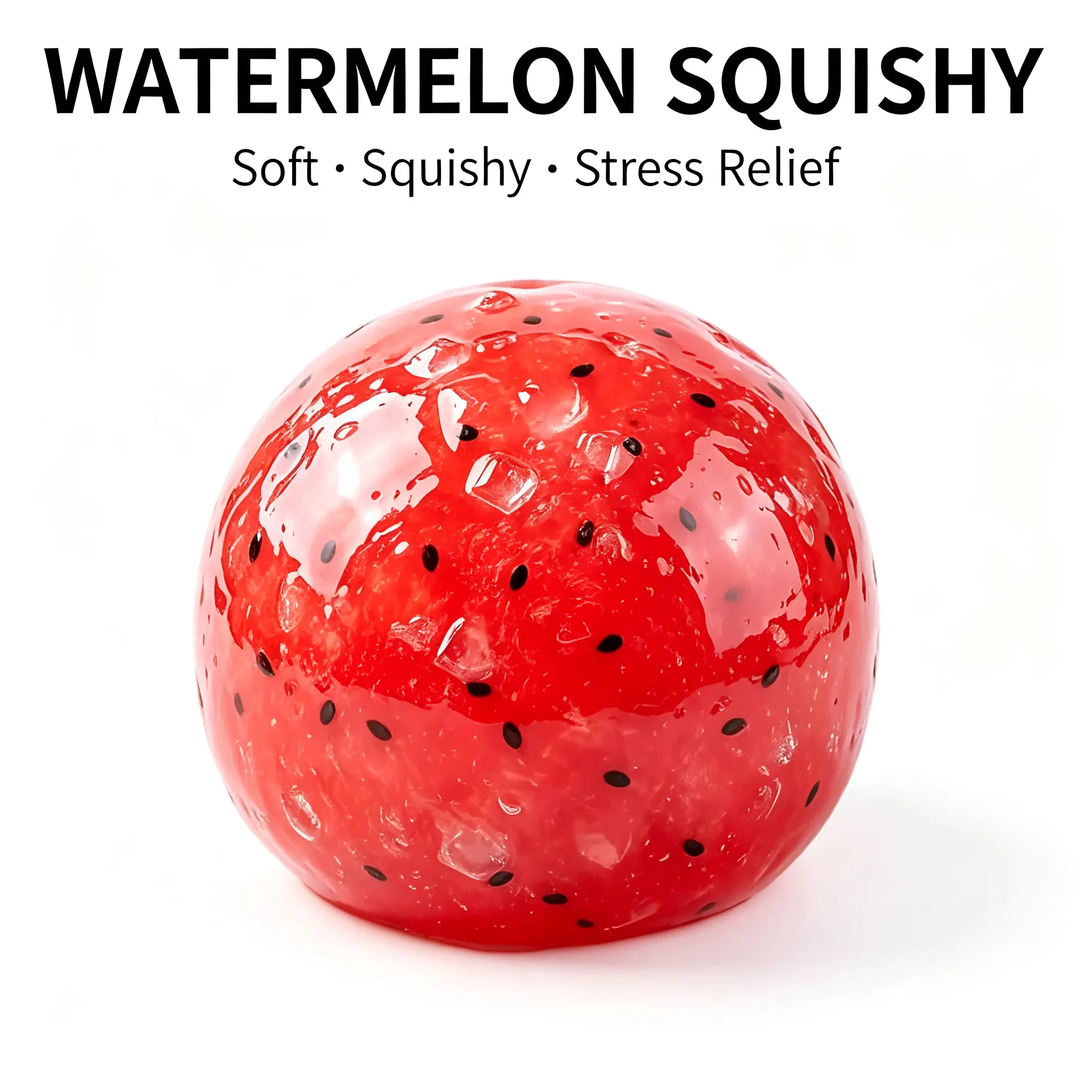 Watermelon Smoothie Squishy Stress Relief Toy with Crinkly Sound - Soft Squeeze Fidget Sensory Ball Summer Cool Decompression Toy for Kids Adults Office Gift