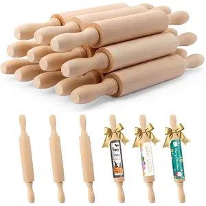 12 Pack 8 Inch Mini  Rolling Pin,Small Wooden Rollers for Art and Crafting,Baking,Cookie Dough,Cooking,Clay,Play Doh