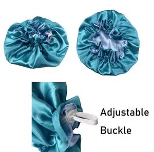 Adult Adjustable Double Layer Reversible Hair Bonnet for Natural, Curly, Loc'd Hair_Silky Satin Night Hair Bonnet for Women Tangle Free Hair Frizz