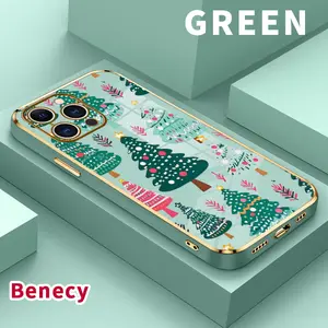 Luxury Electroplated TPU Phone Case for iPhone 17 15 Pro Max 16 14 Plus 13 12 11 Christmas Tree Reverie Classic Straight Design Ultra Thin Soft Smartphone Cover