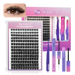 Eyelash Cluster Kit Natural Individual Eyelashes FlutteringEyelash Extensions 9-17mm DlY Eyelash Extension KitEyelash Bonding & Sealing Waterproof, Eyelash ApplicatorFalse Eyelash Kit，Christmas gifts, New Year gifts, Black Friday