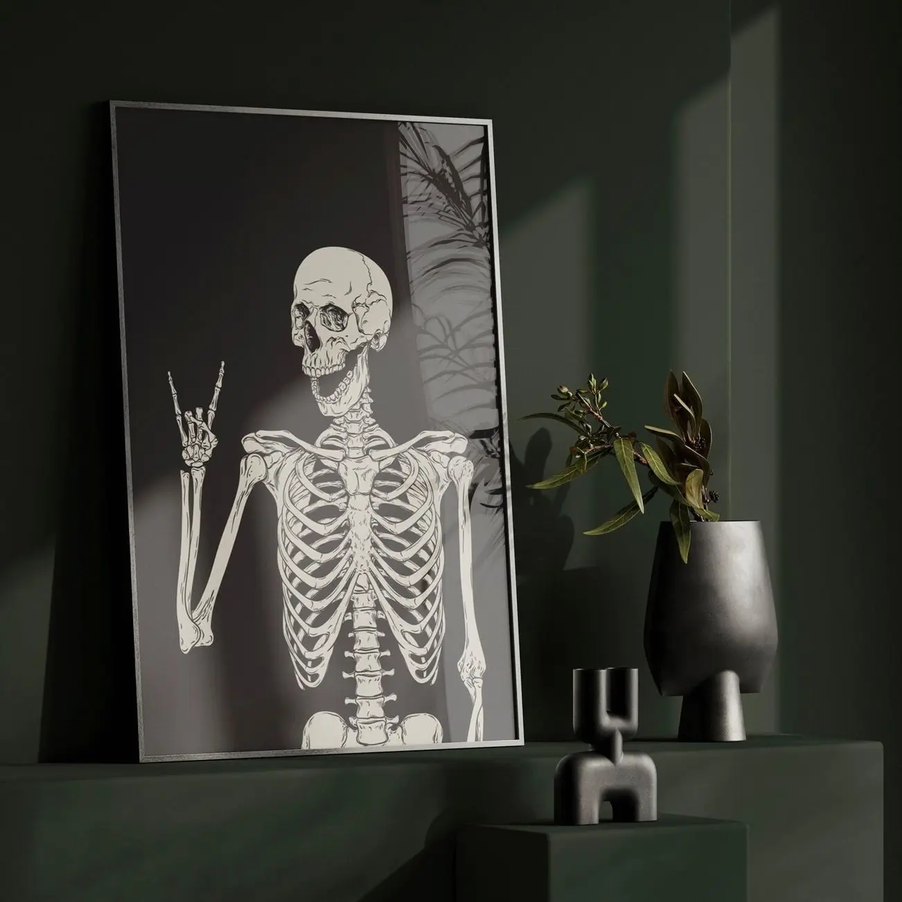 Gothic Skull Wall Art Skeleton Poster Emo Room Decor Black Print Home Gift B