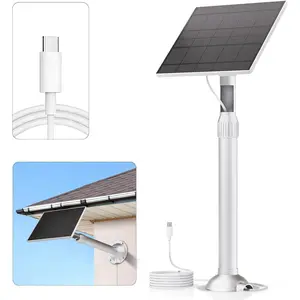 5W Solar Panel for Ring Camera with Telescopic Pole 360° Swivel 10ft USB-C Cable IP65 Weatherproof for Ring Battery Outdoor Security Cameras