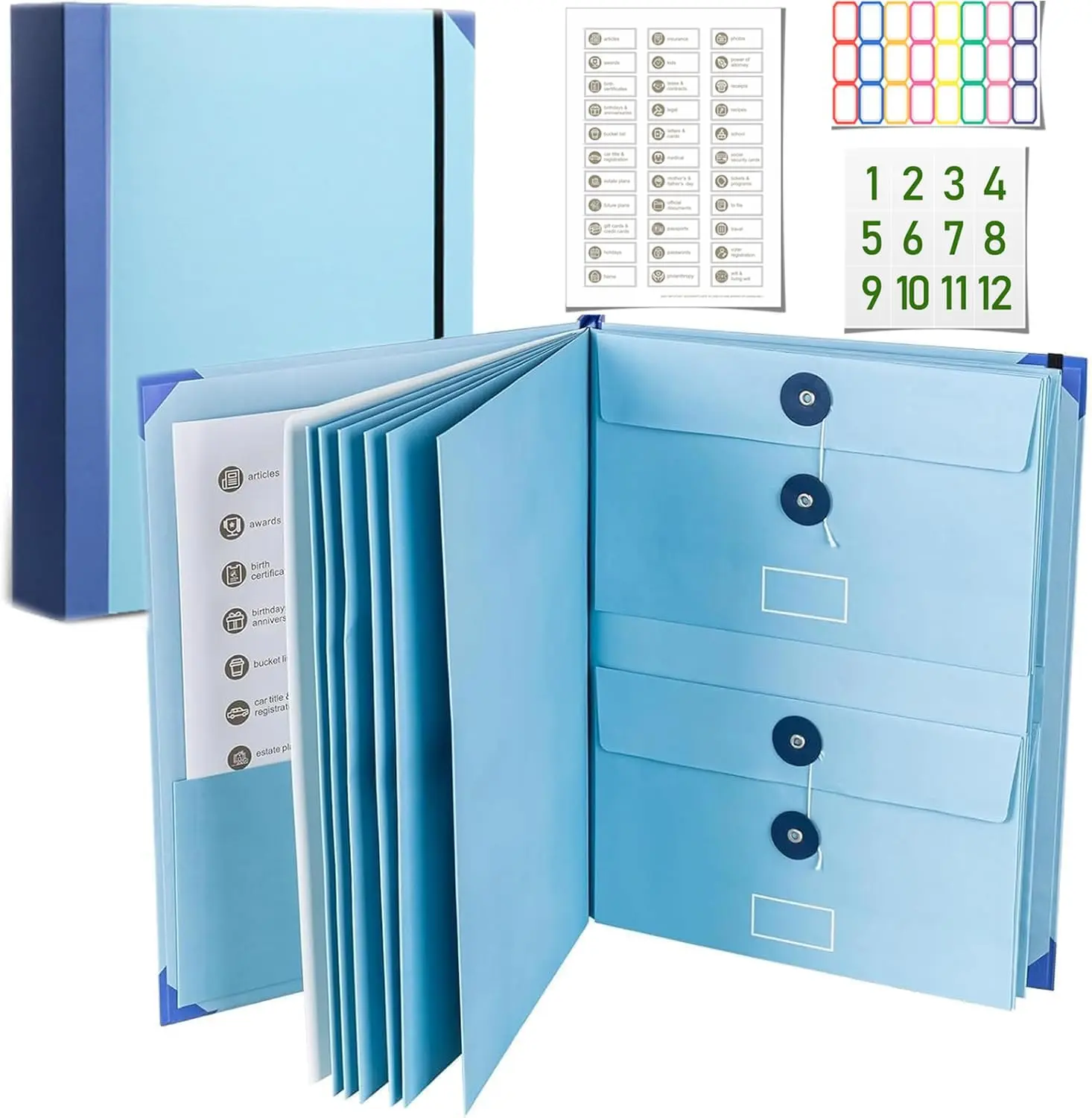 A4-Legal Size Stylish Accordion Folder Binder - Reinforced Fabric Organizer with Labels, Expandable Storage for Personal Papers, Wide Use Office/Home Document Security Solution