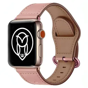 Women's Leather Band for Apple Watch – Genuine Leather Strap with Tone-in-Tone Stitching, Luxe Finish, and Choice of Three Hardware Colors