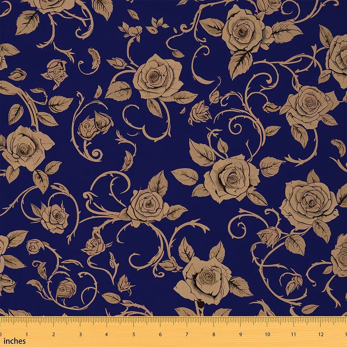 Groovy Flower Fabric Retro Floral Upholstery Fabric Chairs 70S Hippie Flowers Bohemian Fabric Room Decor Navy Blue Soft Flannel