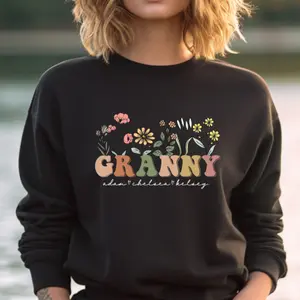 Granny Sweatshirt With Names, Personalized Granny Wildflowers Sweatshirt, Grandkids Names Sweater, Granny Crewneck, Mother_s Day Granny Gift Comfort Floral
