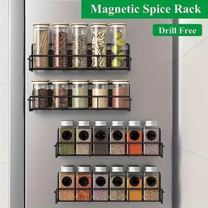 1pc Floating Magnetic Kitchen Spice Storage Rack, Durable Magnetic Storage Holder, Household Storage Organization For Refrigerator, Bathroom, Bedroom, Entryway, Home, Kitchen Accessories