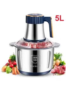 5-Liter Quick Meat Grinder ，Multifunctional All-In-One Machine for Home Use, Vegetable Chopper, Garlic Puree, Baby Food, Juice, Noodles, Onions, Garlic, Salads - Essential Kitchen Tool