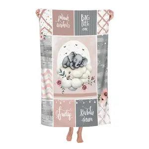 Dreamy Elephant Microfiber Beach Towel, Soft and Absorbent Bathroom and Pool Accessories Suitable for Sunbathing and Seaside Use