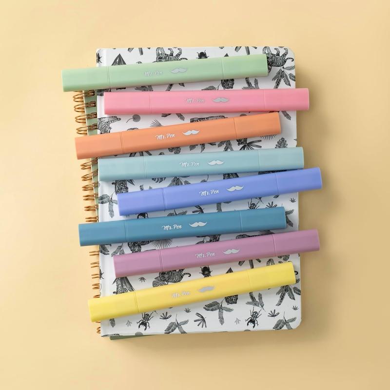 Mr. Pen- Aesthetic Dual Tip Bible Highlighters, No Bleed Through Assorted Color, 8pcs, Cute Highlighter Dual Tip for Journaling Supplies and School Accessories