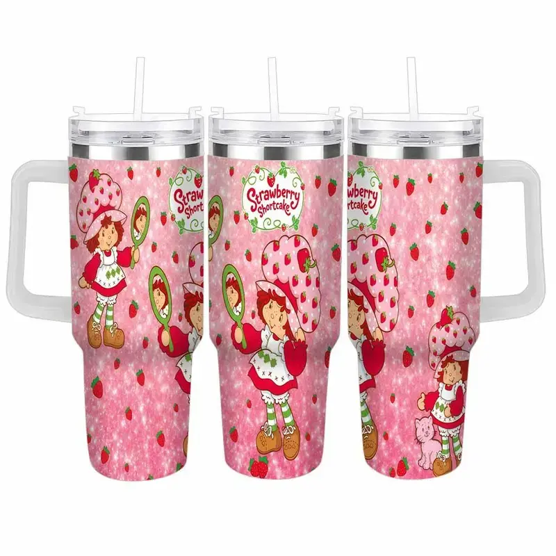 [SALE 50%] Strawberry Shortcake Auto Cup (40oz30oz20oz) cute strawberry print durable insulated portable perfect for daily use travel outdoor adventures and birthday gifts