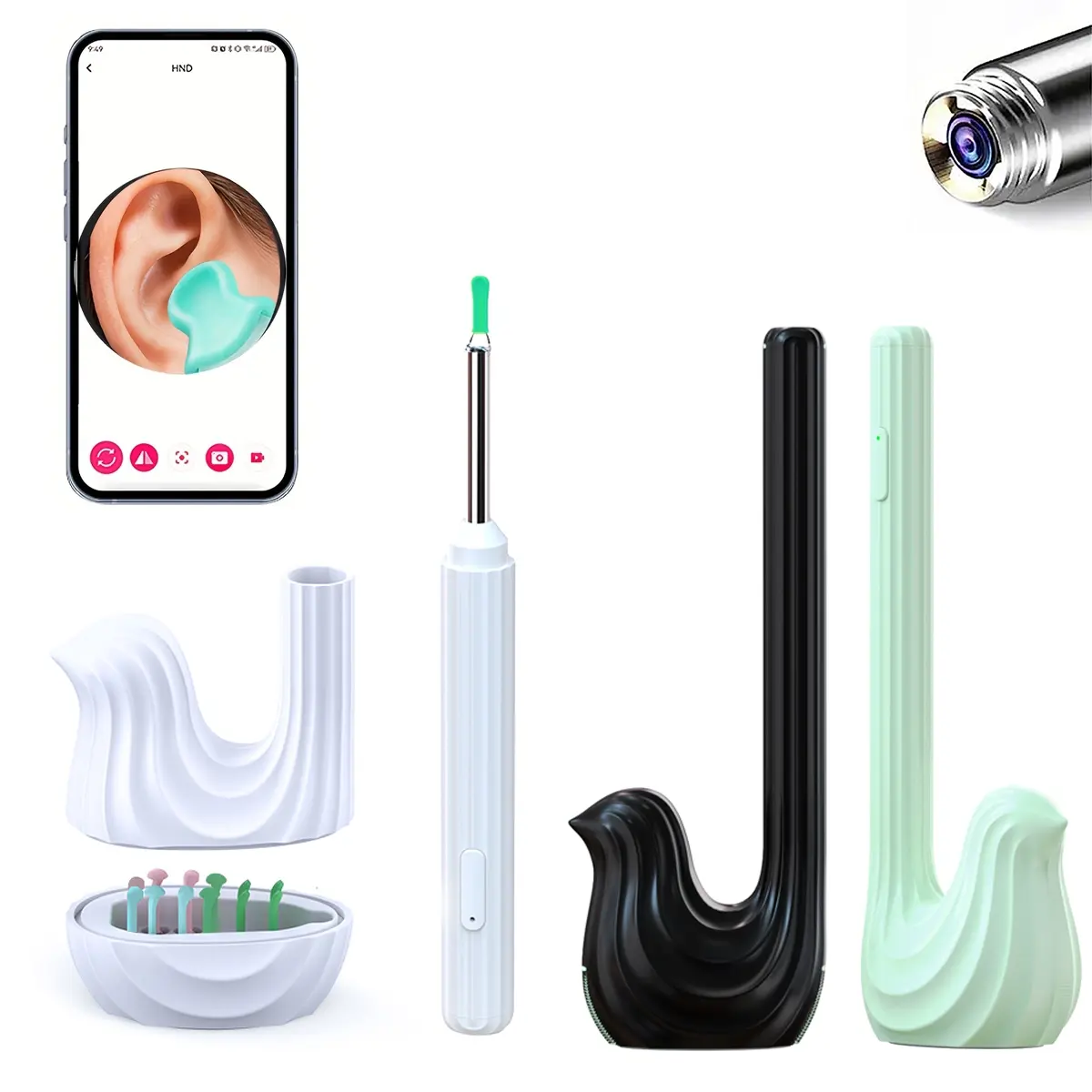 Earwax Removal Tool - Wireless Ear Cleaner Set (with Storage Box), Rechargeable Earwax Remover (with 12 Ear Picks), Earwax Removal Kit, Valentine's Day Gift, Holiday Gift, Birthday Gift