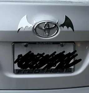 Chrome Bat & Horns Emblem Sticker - Customizable Design with 2 Wings & 2 Horns, 3 x 4” Wing (per one) & 2 x 3” Horn (per one) - Gold Color