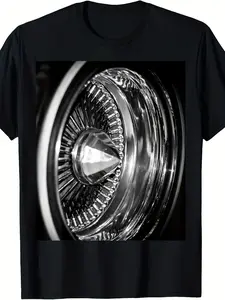Lowrider Wire Wheel T-shirt, Unisex, 2025 Summer Short-sleeved Printed T-shirt.