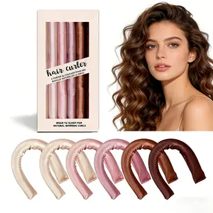 Heatless Curls Overnight Hair Curler for Sleeping, Soft Velvet Heatless Hair Curling Rods, Blowout Styling Tools for Short & Long All Hair Types (6PCS)