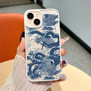 Blue White Dragon Pattern with Auspicious Clouds Magnetic Bare-Hand Feel drop-proof and scratch-resistant protective case suitable for  iPhone 17 E Air Pro ProMax iPhone16 15 14 Plus 13 12 11 X XS XR An excellent gift choice