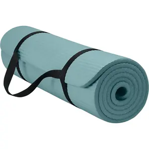 2/5" Thick (10mm) Yoga & Pilates, Fitness & Exercise Mat with Easy-Cinch Carrier Strap Cusion Support For Fitness and Gym Workouts