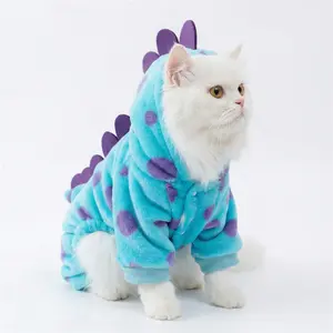 Cute Cartoon Dinosaur Design Pet Costume, Pet Clothes for Small Dogs, Warm Pet Clothes for Autumn & Winter, Dog & Cat Costumes