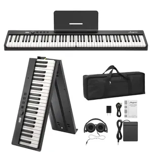 【GARVEE】Folding Portable Piano Keyboard with 88 Full-Size Keys, Bluetooth, USB MIDI, Sustain Pedal, Headphones, Handbag, and Optional Piano Stand - Perfect for Beginners and Adults
